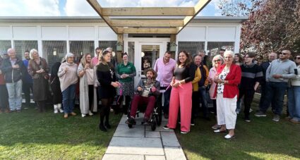 Cutting the ribbon Longcroft Creeting St Peter