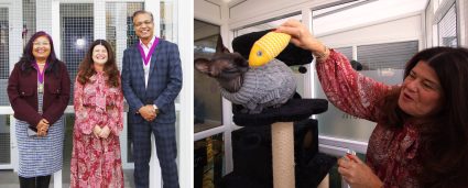 Jenny with the Deputy Mayor and consort. Jenny and a gorgeous feline guest.