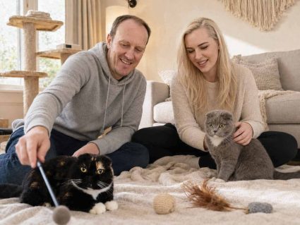 Nicole and Judd with Luna and Blu